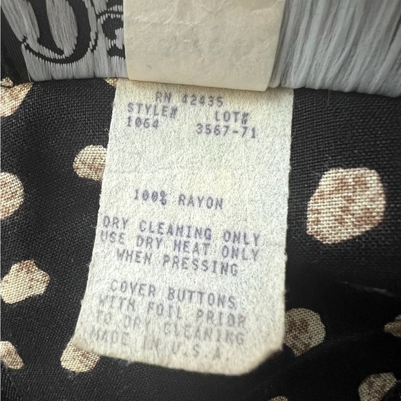 Vintage 80's Dawn Joy Black/Tan Tie Front Dress with Beading - size 6 - Picture 5 of 7